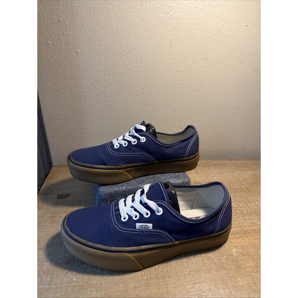 Vans Authentic Platform 2.0 Gum Shoes Medieval Blue US Womens 8 Mens 6.5 Skater